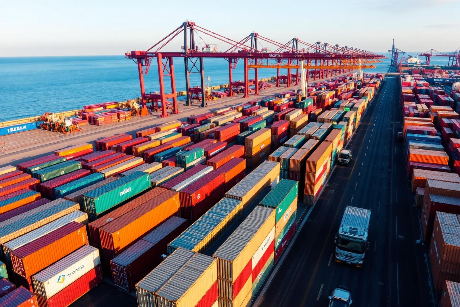 Aerial view of a container terminal